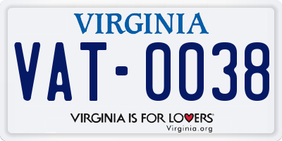 VA license plate VAT0038