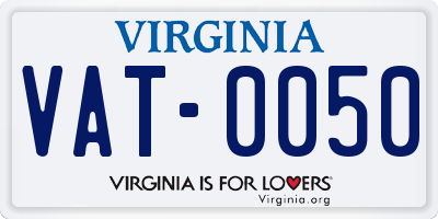 VA license plate VAT0050