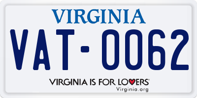 VA license plate VAT0062