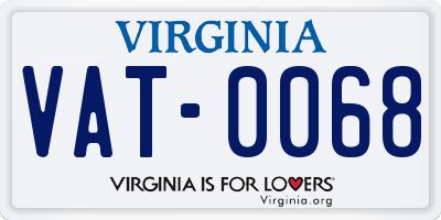 VA license plate VAT0068