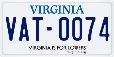 VA license plate VAT0074