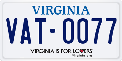 VA license plate VAT0077
