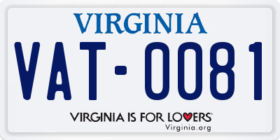 VA license plate VAT0081