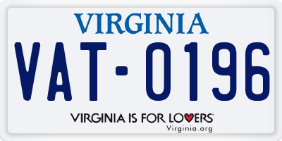 VA license plate VAT0196