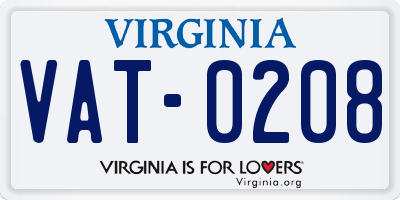 VA license plate VAT0208