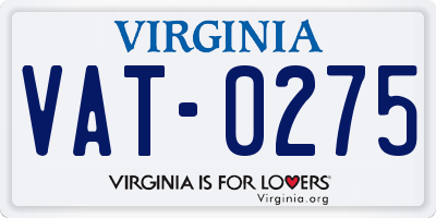 VA license plate VAT0275