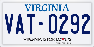 VA license plate VAT0292