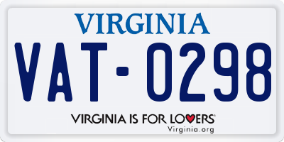 VA license plate VAT0298