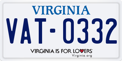 VA license plate VAT0332