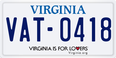 VA license plate VAT0418