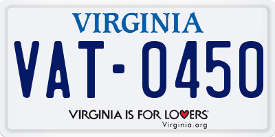 VA license plate VAT0450