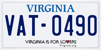 VA license plate VAT0490