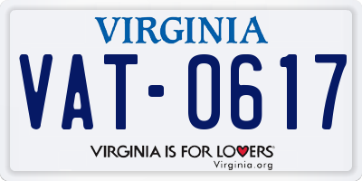 VA license plate VAT0617