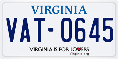 VA license plate VAT0645