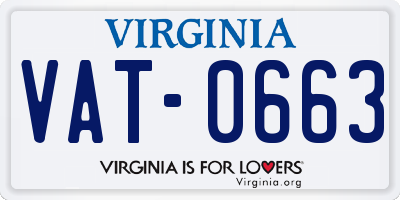 VA license plate VAT0663