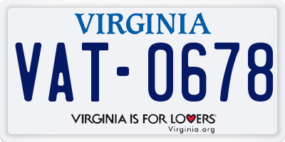 VA license plate VAT0678