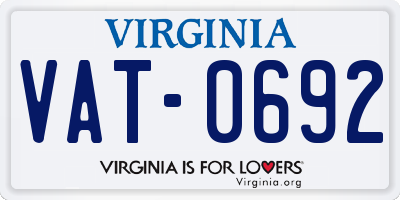 VA license plate VAT0692