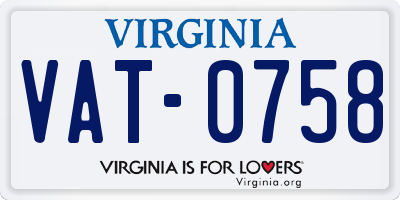 VA license plate VAT0758