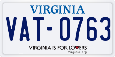 VA license plate VAT0763