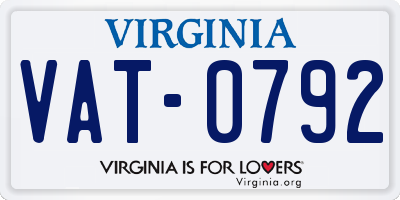 VA license plate VAT0792