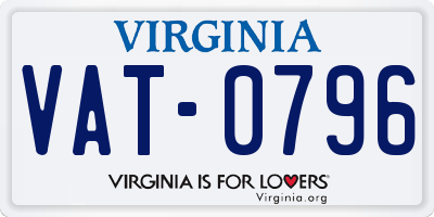 VA license plate VAT0796