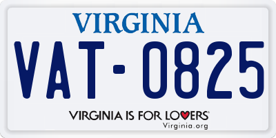 VA license plate VAT0825