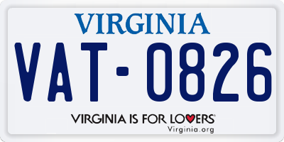 VA license plate VAT0826