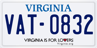 VA license plate VAT0832