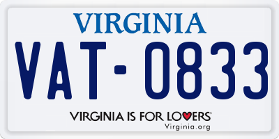 VA license plate VAT0833