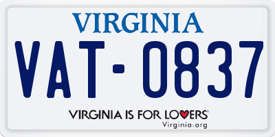 VA license plate VAT0837