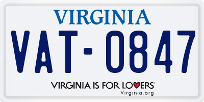 VA license plate VAT0847