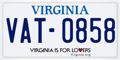 VA license plate VAT0858