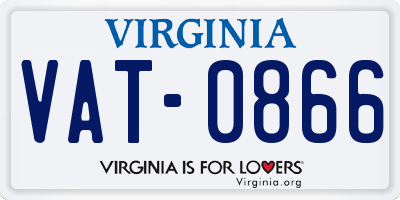 VA license plate VAT0866