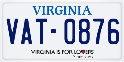 VA license plate VAT0876