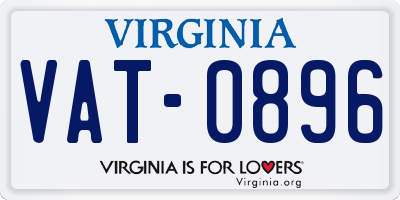 VA license plate VAT0896