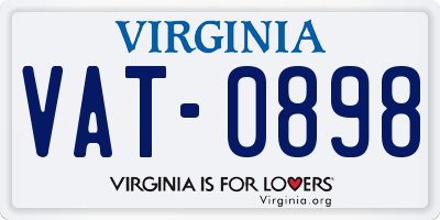 VA license plate VAT0898