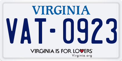 VA license plate VAT0923