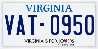 VA license plate VAT0950