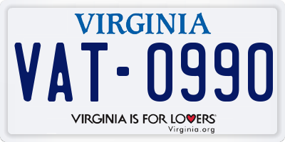 VA license plate VAT0990