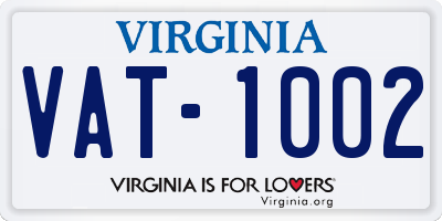 VA license plate VAT1002