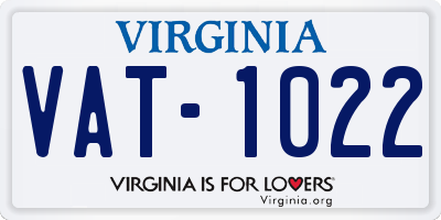 VA license plate VAT1022