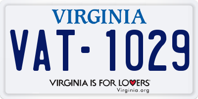 VA license plate VAT1029