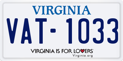 VA license plate VAT1033