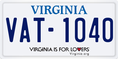 VA license plate VAT1040