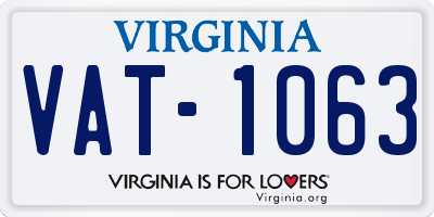 VA license plate VAT1063