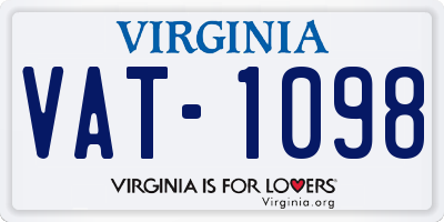 VA license plate VAT1098