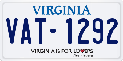 VA license plate VAT1292