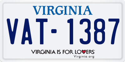 VA license plate VAT1387