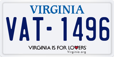 VA license plate VAT1496