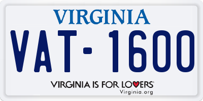 VA license plate VAT1600